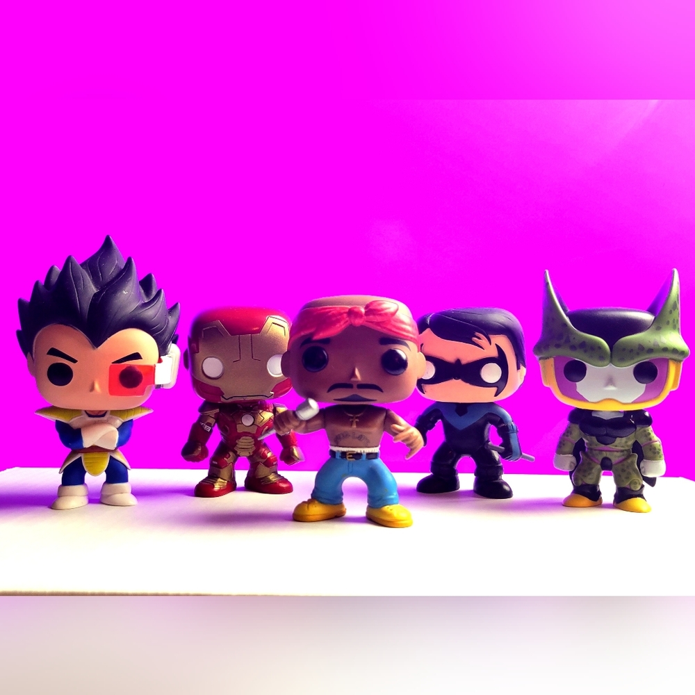 Tupac (Vaulted) Nightwing Cell Vegeta Iron Man funko dbz pop lot loose